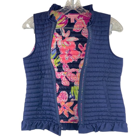 Lilly Pulitzer XL (12-14)Kids Girls Blue Quilted Vest